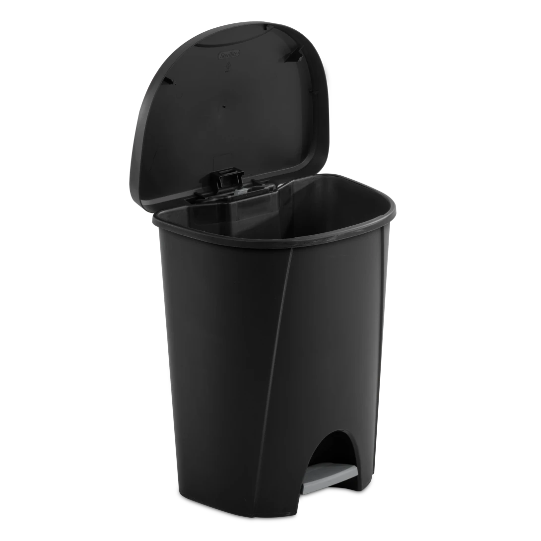 Sterilite 1094 6.6 Gallon / 25 Liter StepOn Wastebasket – White / Black with Titanium Pedal - Image 14