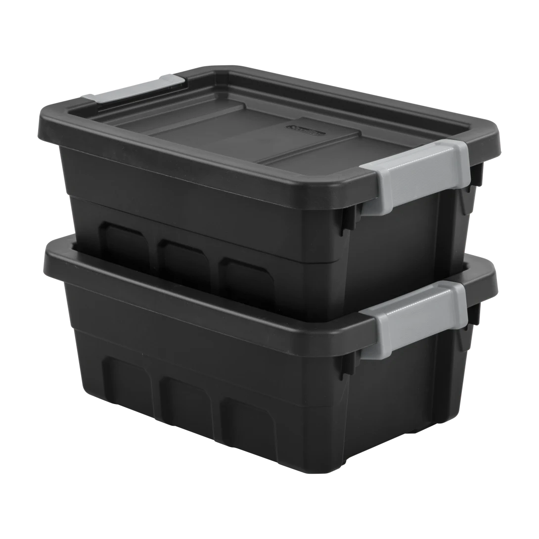 Sterilite 1482 4 Gallon Modular Stacker Tote β Black Base & Lid with Titanium Latches - Image 14