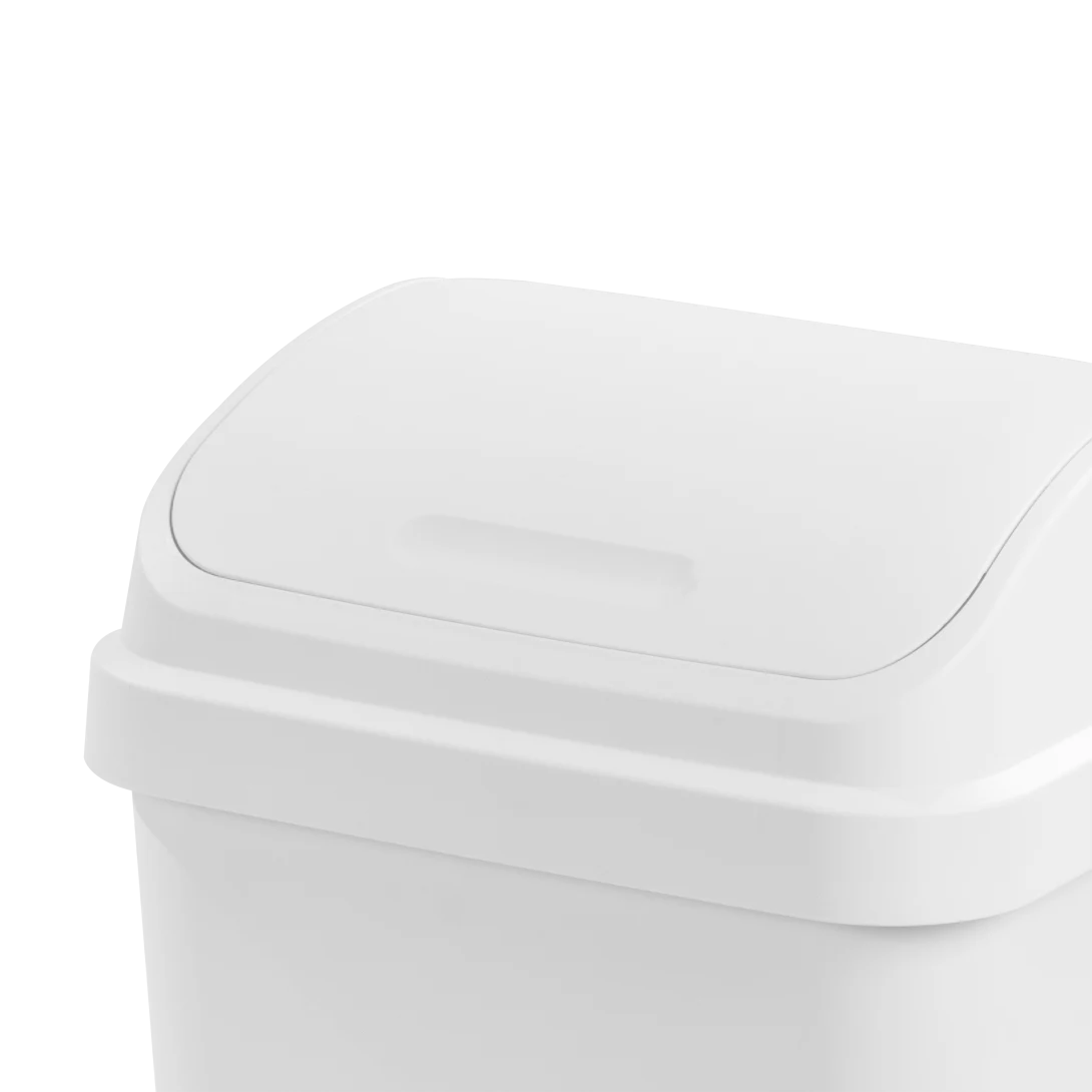 Sterilite 1089 13 Gallon / 49 Liter SwingTop Wastebasket – Black / White - Image 15
