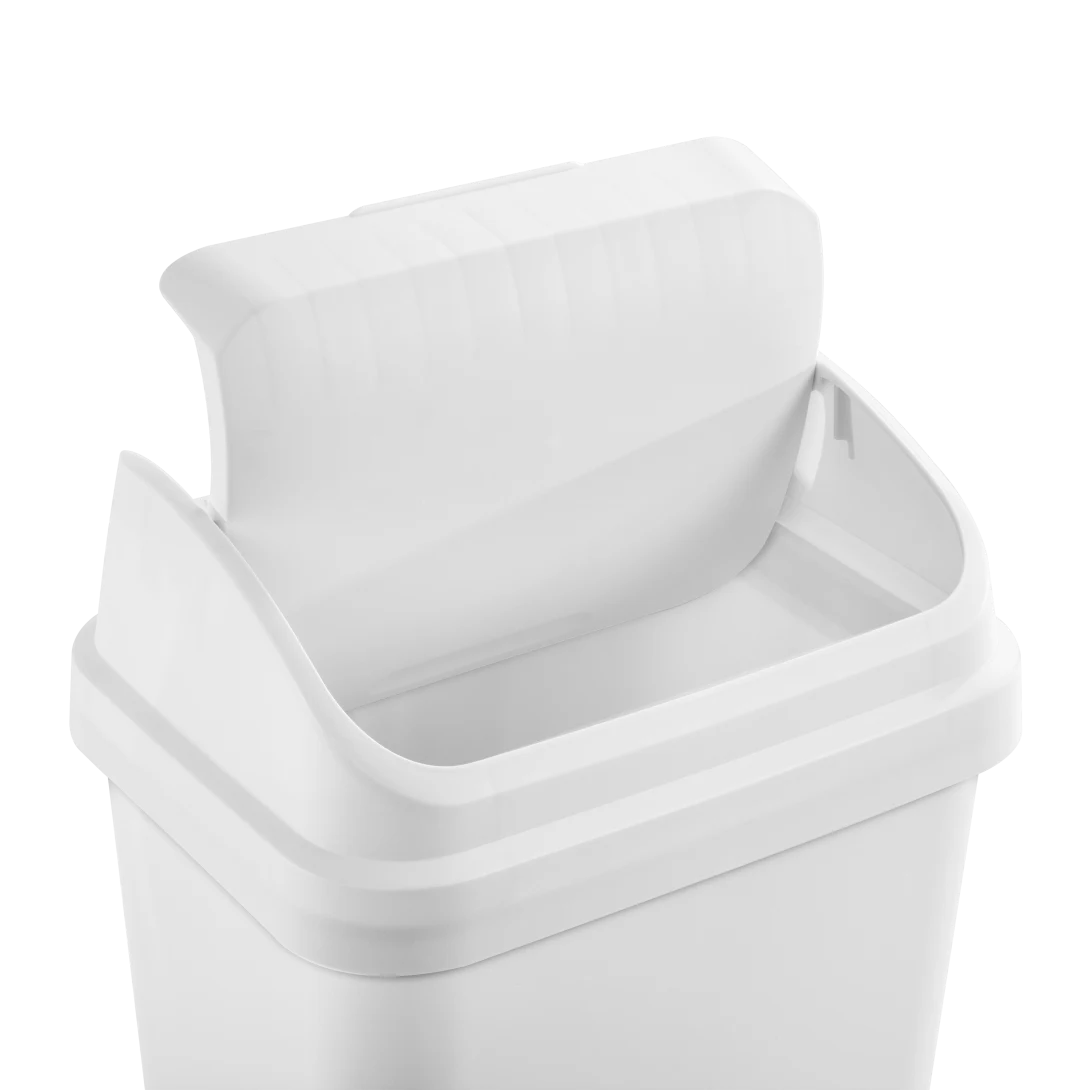 Sterilite 1089 13 Gallon / 49 Liter SwingTop Wastebasket – Black / White - Image 16