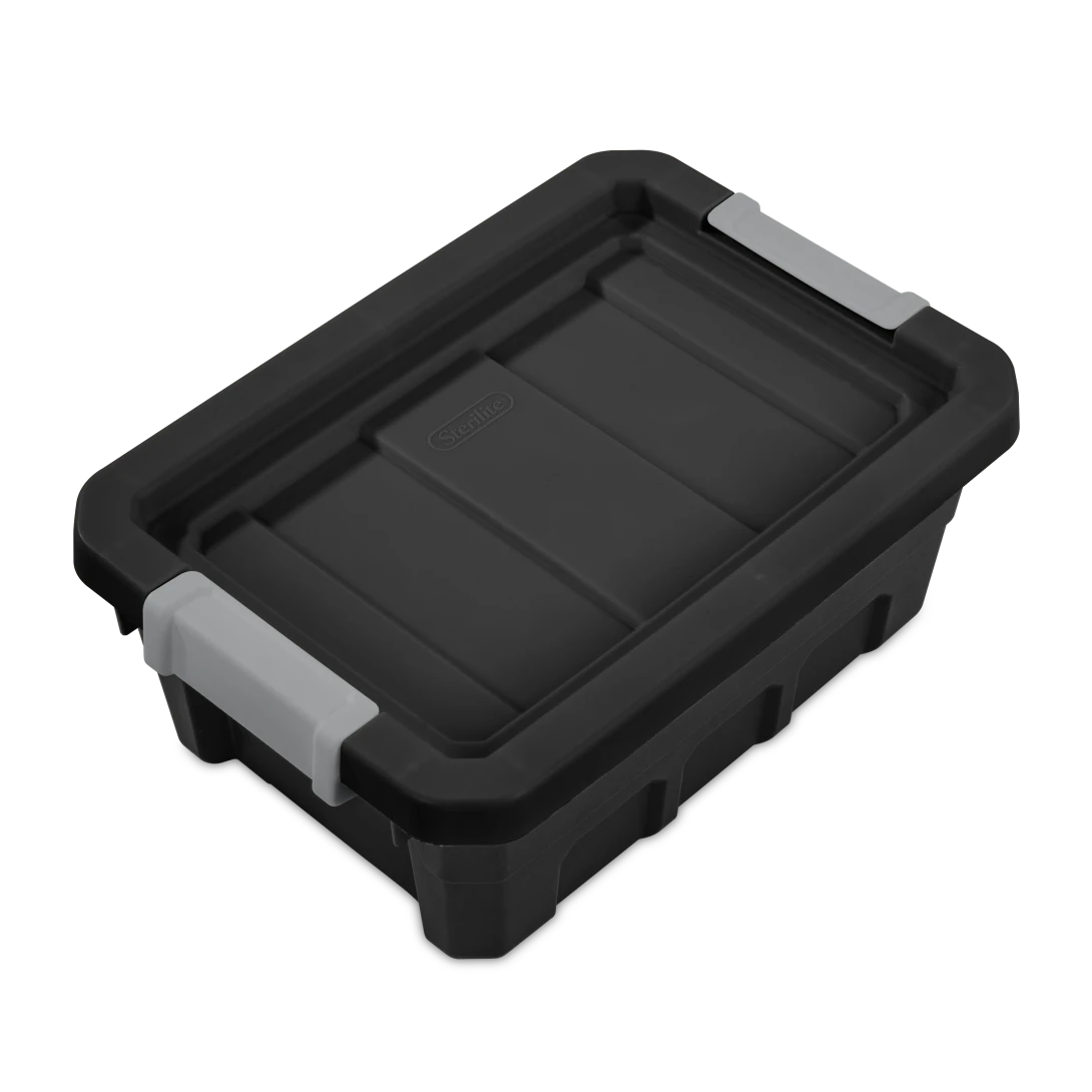 Sterilite 1482 4 Gallon Modular Stacker Tote β Black Base & Lid with Titanium Latches - Image 17