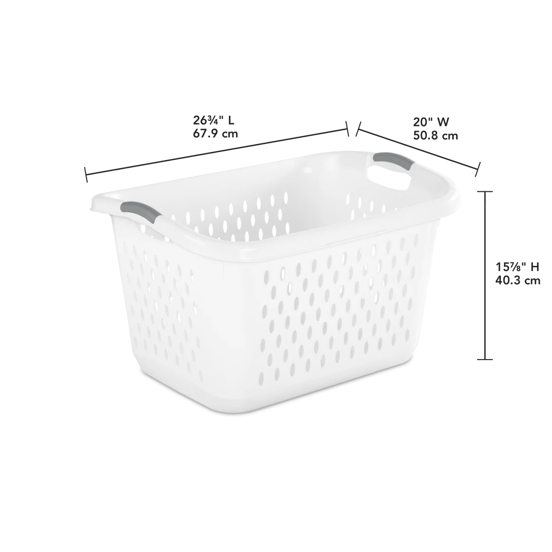 Sterilite 1203 2.7 Bushel / 95 Liter Ultra Laundry Basket – White with Titanium Inserts - Image 2