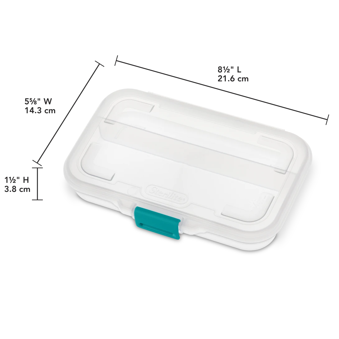 Sterilite 1724 Small Divided Box – Clear Storage Case with Sea Going Teal Latch - Image 2