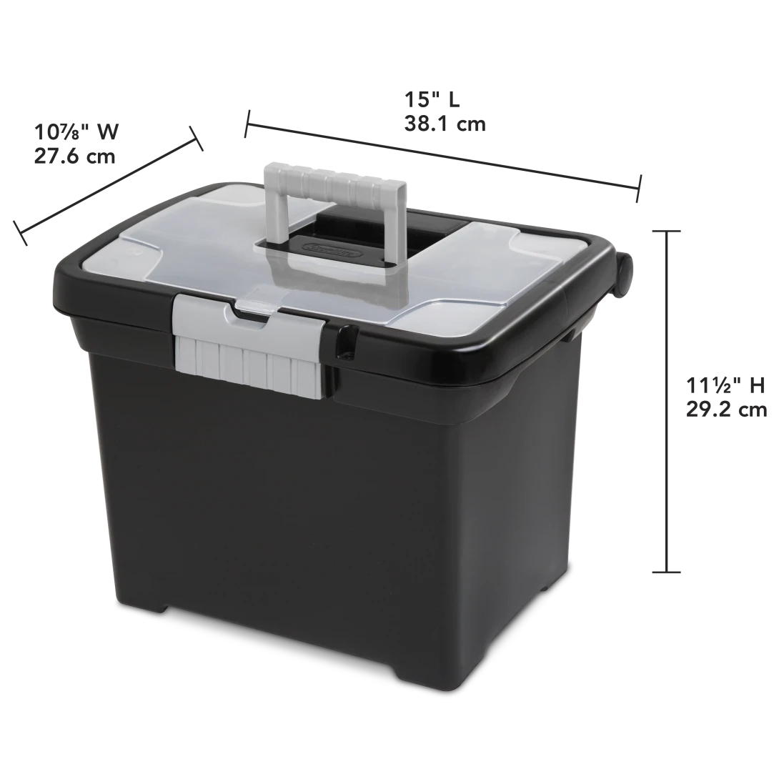 Sterilite 1871 Portable File Box – Plastic Document Tote with Lid Organizer & Titanium Latch - Image 2