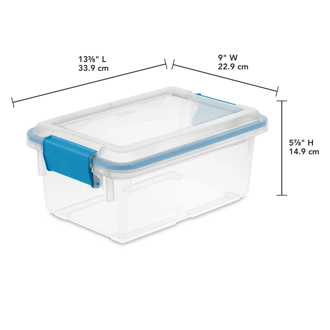 Sterilite 1941 7.5 Quart Gasket Box – Small Airtight & Watertight Clear Plastic Storage Bin with Blue Aquarium Latches - Image 2