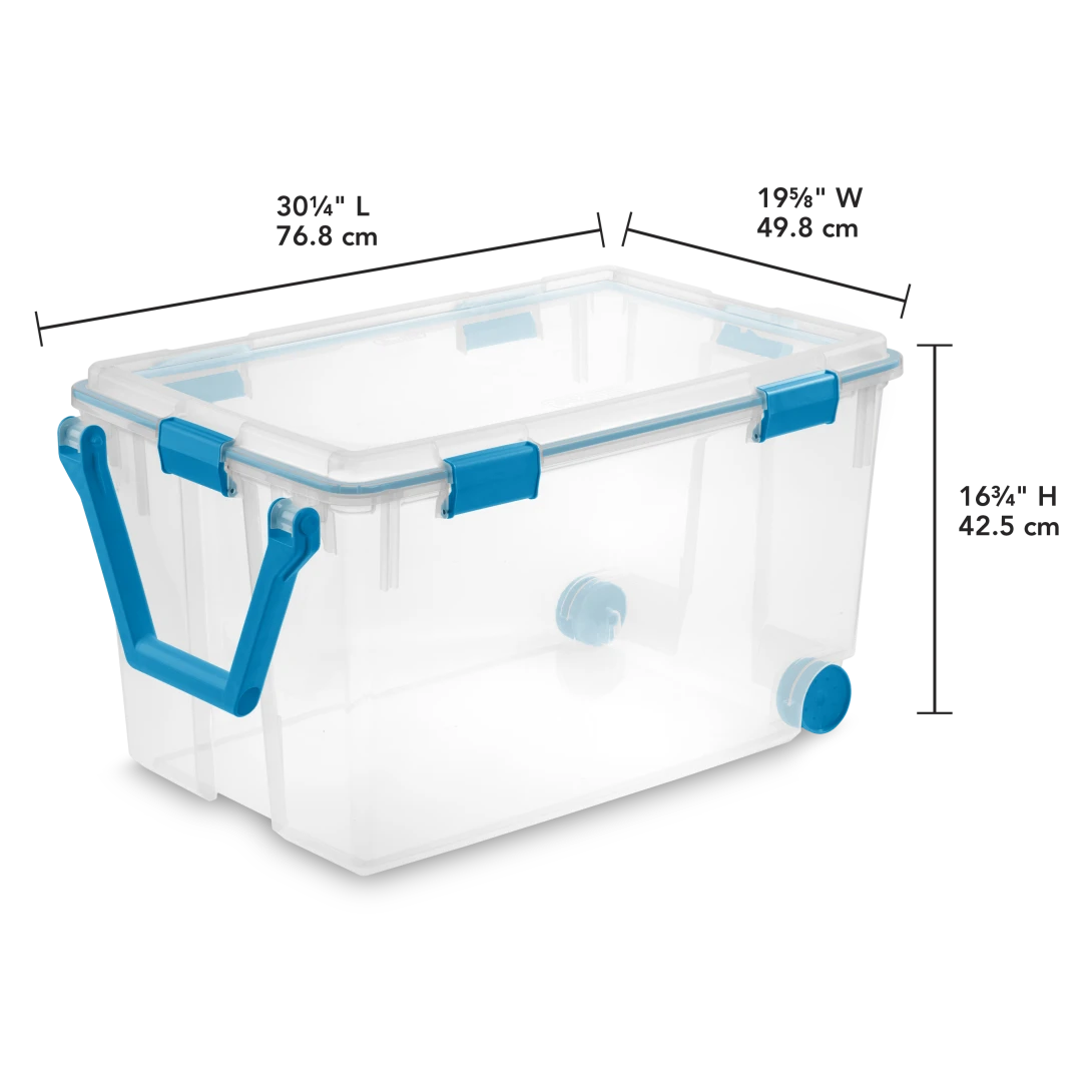 Sterilite 1943 120 Quart Wheeled Gasket Box β Extra Large Airtight & Watertight Clear Mobile Storage Bin - Image 2