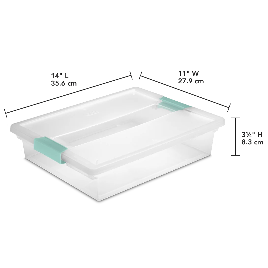 Sterilite 1963 Large Clip Box – Clear Plastic Storage Organizer Bin with Aqua Chrome Latches - Image 2