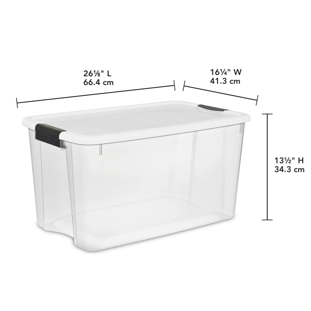 Sterilite 1988 70 Quart Ultra Latch Box – Large Clear Plastic Storage Bin with White Lid & Heavy-Duty Black Latches - Image 2