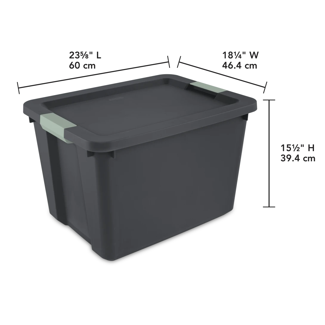 Sterilite 2217 20 Gallon Latch Tote – Heavy-Duty Flat Gray Plastic Storage Bin with Green River Latches - Image 2