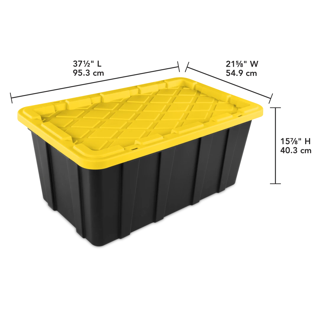 Sterilite 5067 38 Gallon Industrial Tote – Extra-Large Heavy-Duty Storage Bin with Yellow Lily Lid & Black Base - Image 2