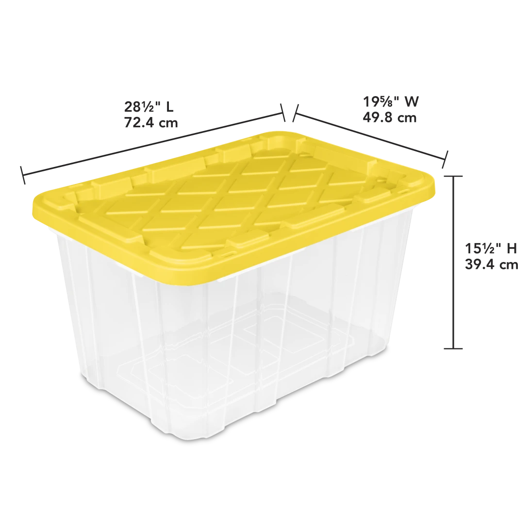 Sterilite 5075 27 Gallon Industrial Box β Heavy-Duty Clear Storage Bin with Yellow Lily Lid - Image 2