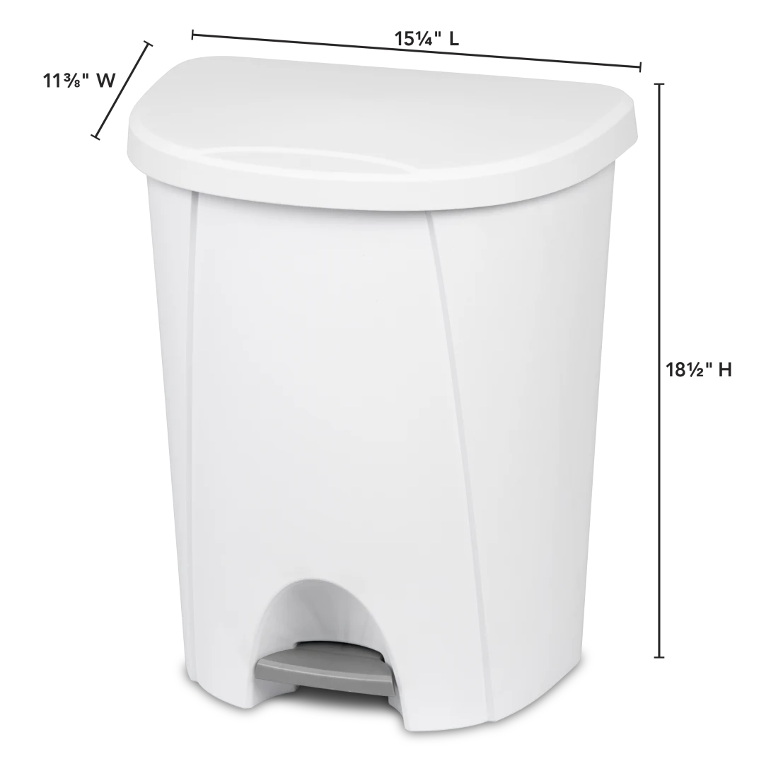 Sterilite 1094 6.6 Gallon / 25 Liter StepOn Wastebasket – White / Black with Titanium Pedal - Image 2