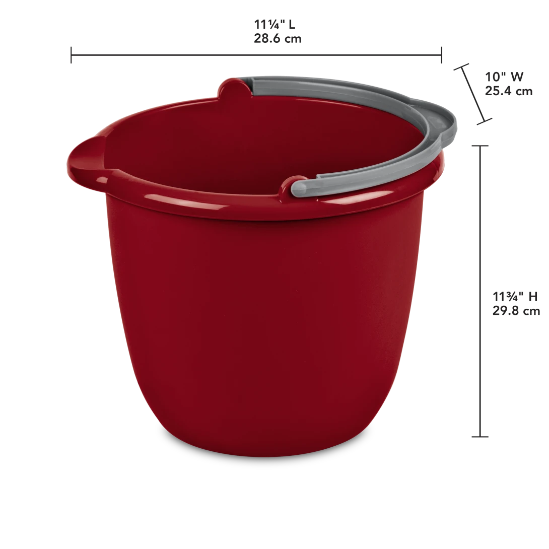 Sterilite 1120 10 Quart / 9.5 Liter Spout Pail β Classic Red with Titanium Handle - Image 2