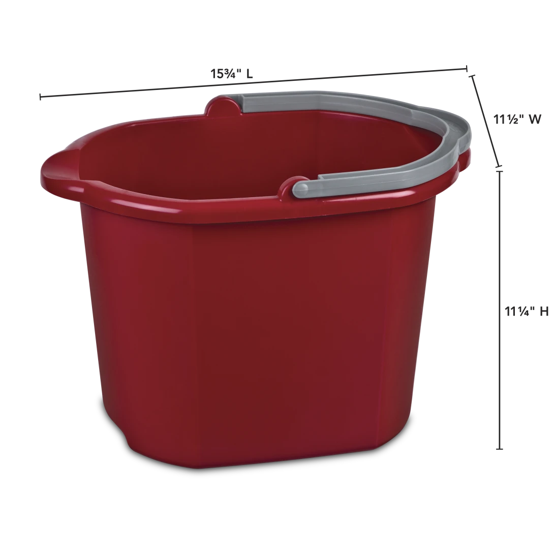 Sterilite 1121 16 Quart / 15 Liter Dual Spout Pail β Classic Red with Titanium Handle - Image 2