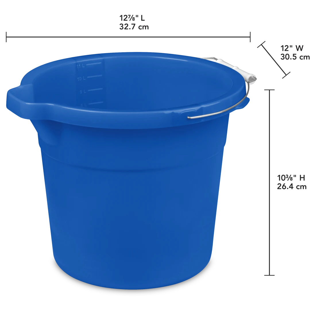 Sterilite 1123 12 Quart / 11.4 Liter Spout Pail β Blue Morpho with Wire Handle & White Grip - Image 2