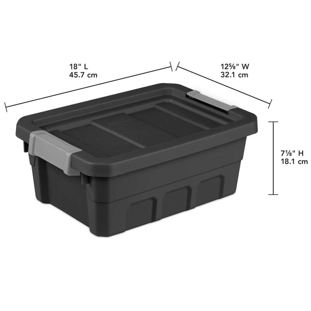 Sterilite 1482 4 Gallon Modular Stacker Tote β Black Base & Lid with Titanium Latches - Image 2