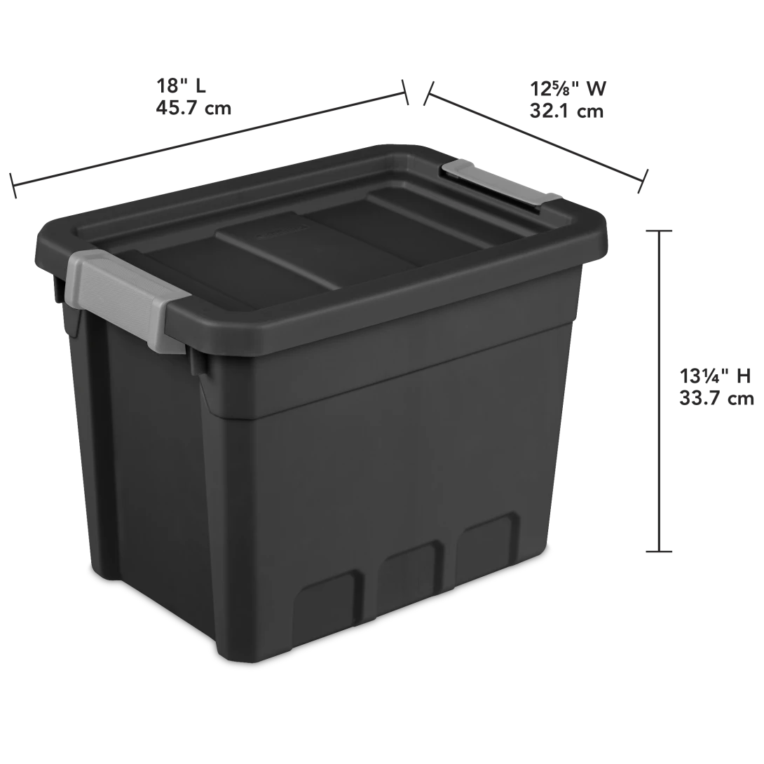Sterilite 1483 7.5 Gallon Modular Stacker Tote – Black Base & Lid with Titanium Latches - Image 2