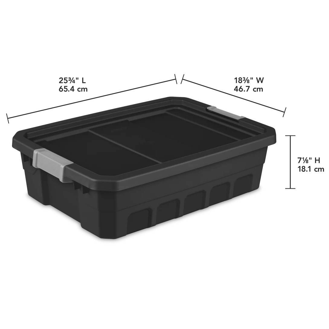 Sterilite 1484 10 Gallon Modular Stacker Tote β Black Base & Lid with Titanium Latches - Image 2