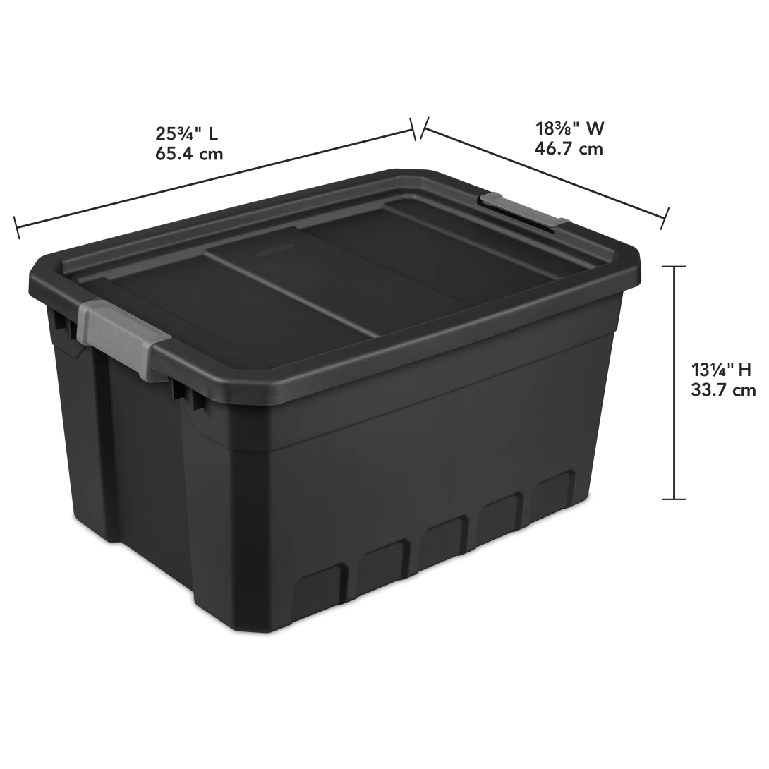 Sterilite 1486 19 Gallon Modular Stacker Tote – Black Base & Lid with Titanium Latches - Image 2