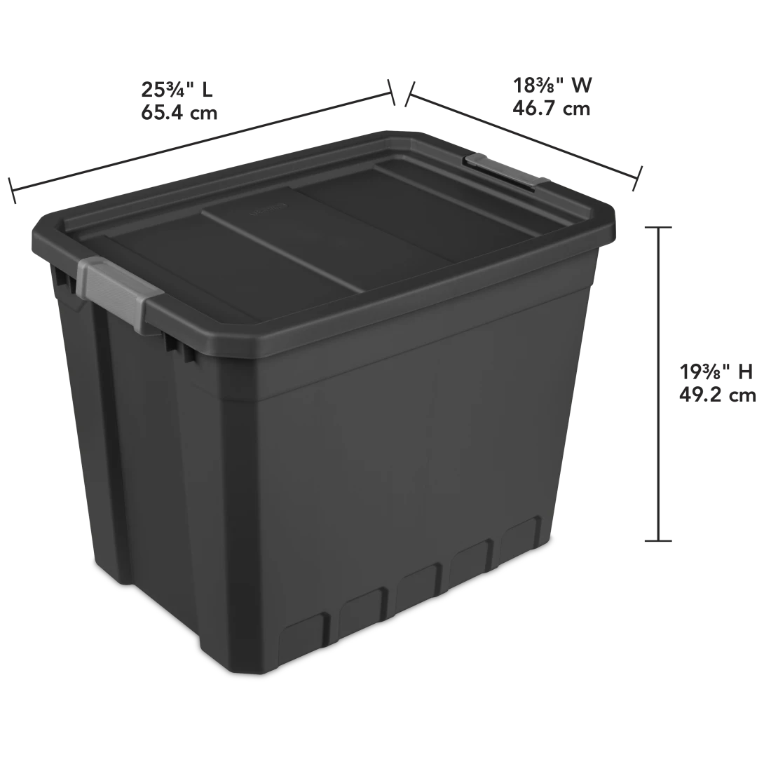 Sterilite 1488 27 Gallon Modular Stacker Tote – Black Base & Lid with Titanium Latches - Image 2