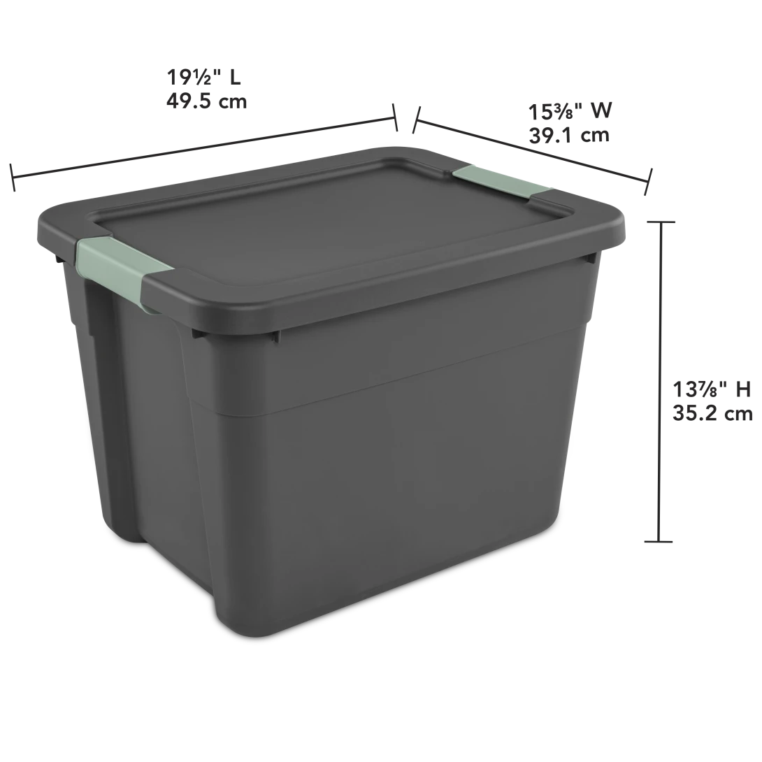 Sterilite 1516 12 Gallon Latch Tote – Flat Gray Base & Lid with Green River Latches - Image 2