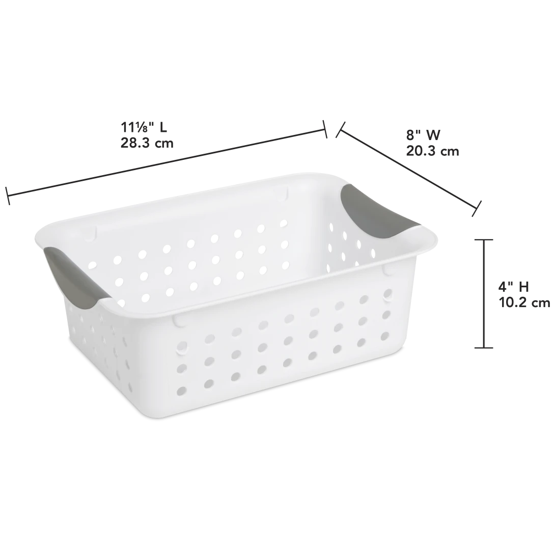 Sterilite 1622 Small Ultra Basket – White Basket with Titanium Contoured Handles - Image 2