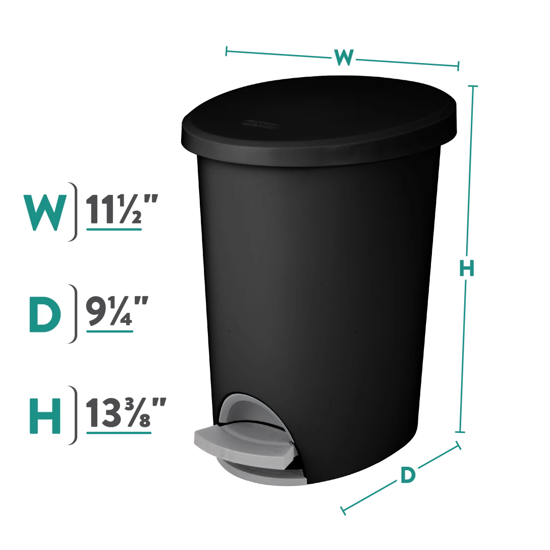 Sterilite 1081 2.6 Gallon / 9.8 Liter Ultra StepOn Wastebasket – Black / White with Titanium Pedal - Image 2
