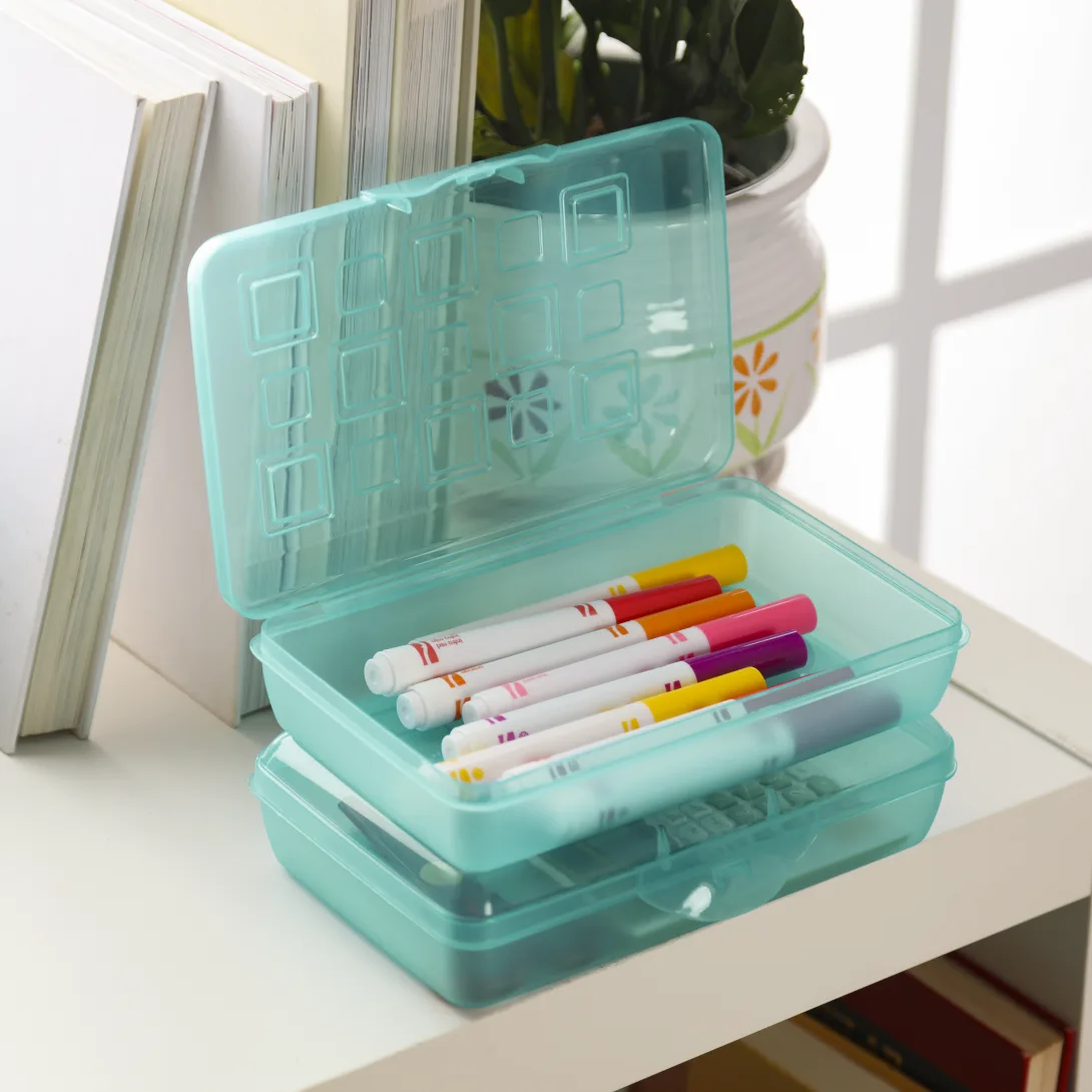 Sterilite 1722 Small Pencil Box – Molokai Blue Tint Translucent Plastic Supply Case - Image 3