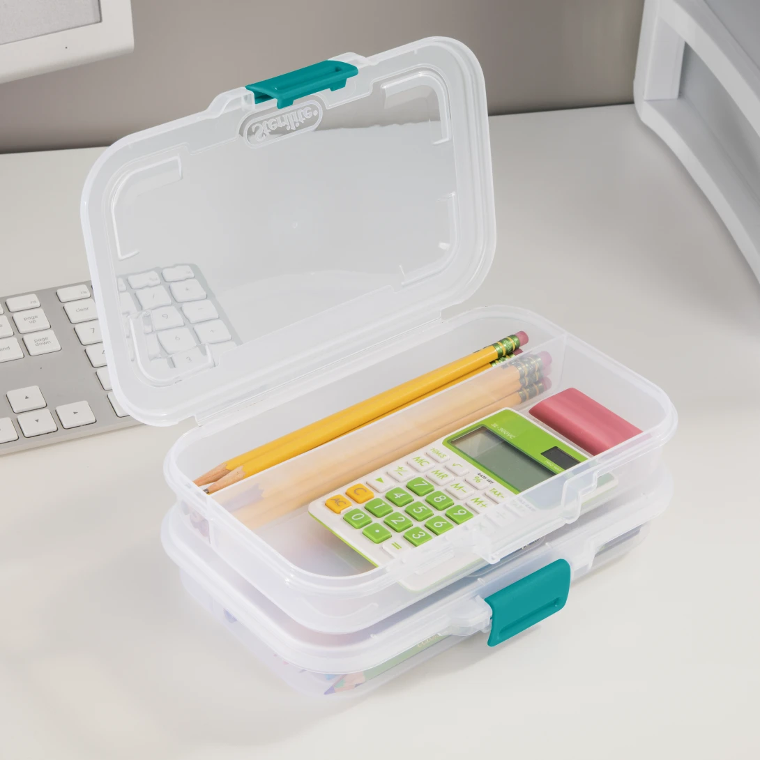 Sterilite 1724 Small Divided Box – Clear Storage Case with Sea Going Teal Latch - Image 3