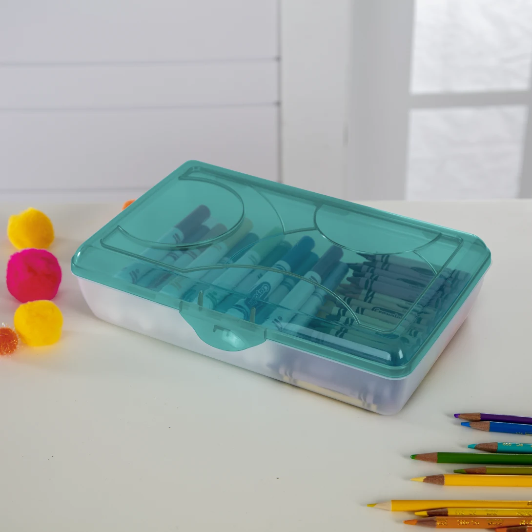 Sterilite 1729 Supply Box – Molokai Blue Tint Lid with Clear Base Utility Case - Image 3