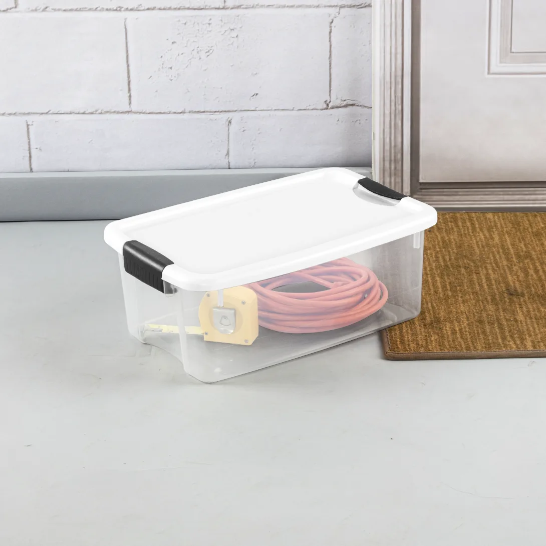 Sterilite 1984 18 Quart Ultra Latch Box – Clear Plastic Storage Bin with White Lid & Heavy-Duty Black Latches - Image 3
