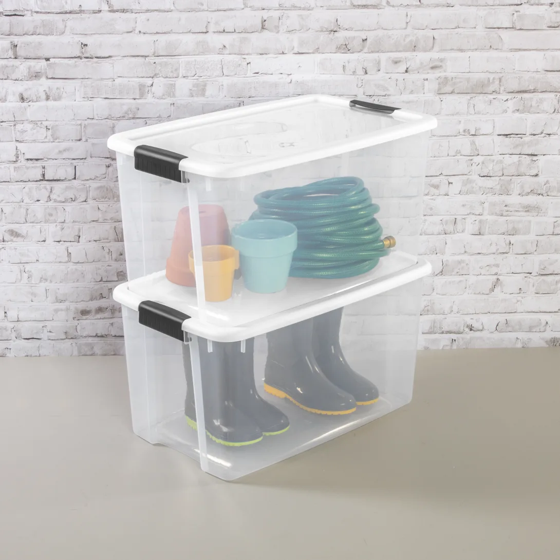 Sterilite 1988 70 Quart Ultra Latch Box – Large Clear Plastic Storage Bin with White Lid & Heavy-Duty Black Latches - Image 3