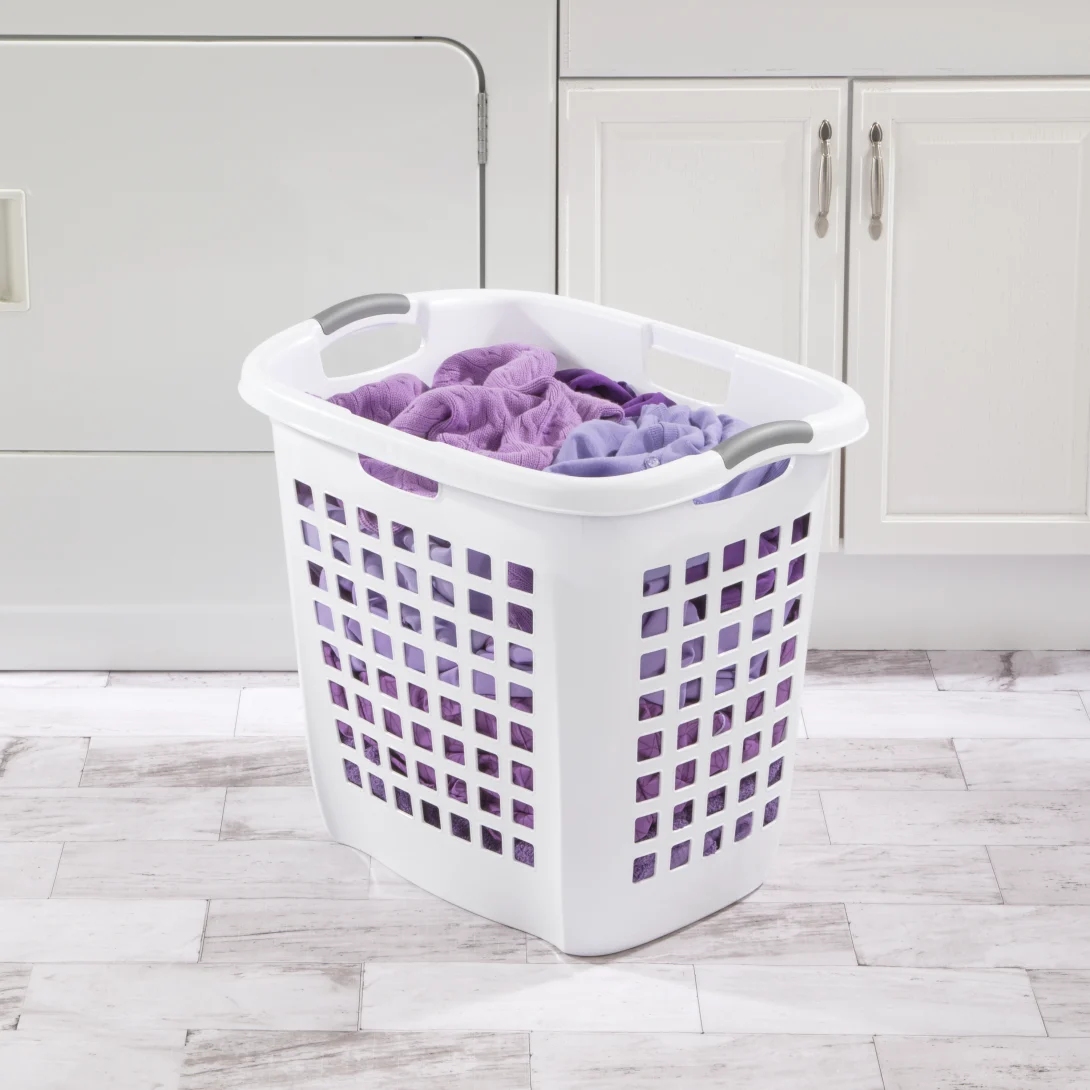 Sterilite 1225 Ultra Easy Carry Hamper β White with Titanium Inserts - Image 3