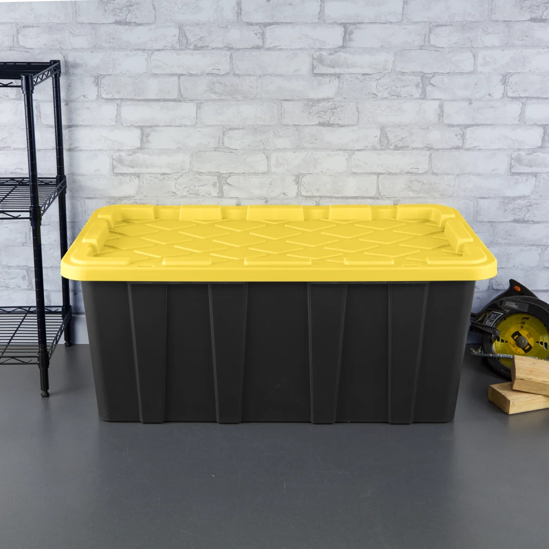 Sterilite 5067 38 Gallon Industrial Tote – Extra-Large Heavy-Duty Storage Bin with Yellow Lily Lid & Black Base - Image 3