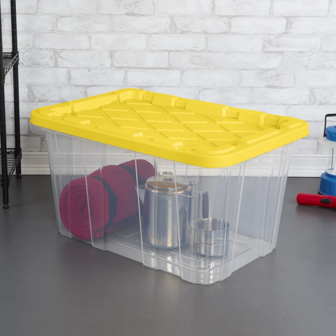 Sterilite 5075 27 Gallon Industrial Box β Heavy-Duty Clear Storage Bin with Yellow Lily Lid - Image 3