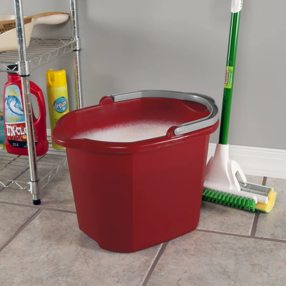 Sterilite 1121 16 Quart / 15 Liter Dual Spout Pail β Classic Red with Titanium Handle - Image 3