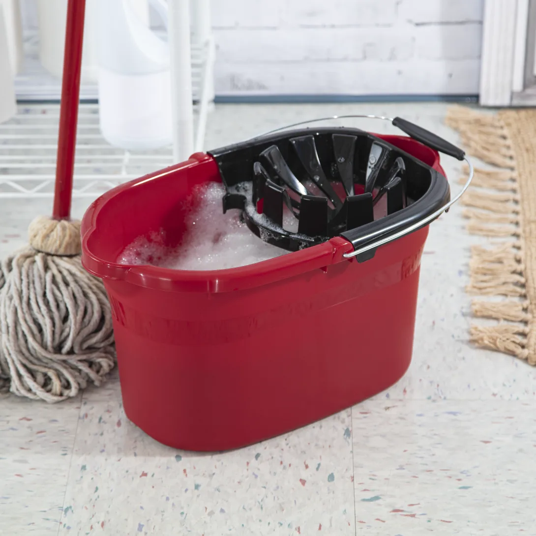Sterilite 1129 17.5 Quart / 17 Liter Mop Bucket – Classic Red with Black Wringer & Wire Handle - Image 3