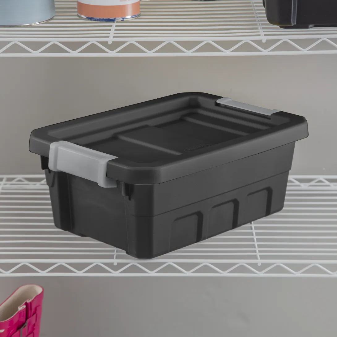 Sterilite 1482 4 Gallon Modular Stacker Tote β Black Base & Lid with Titanium Latches - Image 3