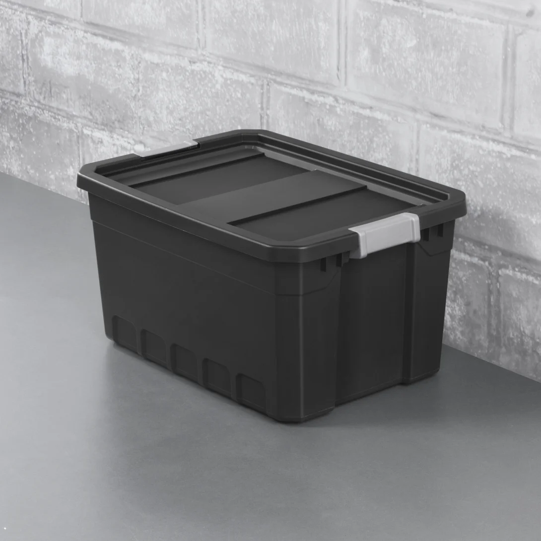 Sterilite 1486 19 Gallon Modular Stacker Tote – Black Base & Lid with Titanium Latches - Image 3