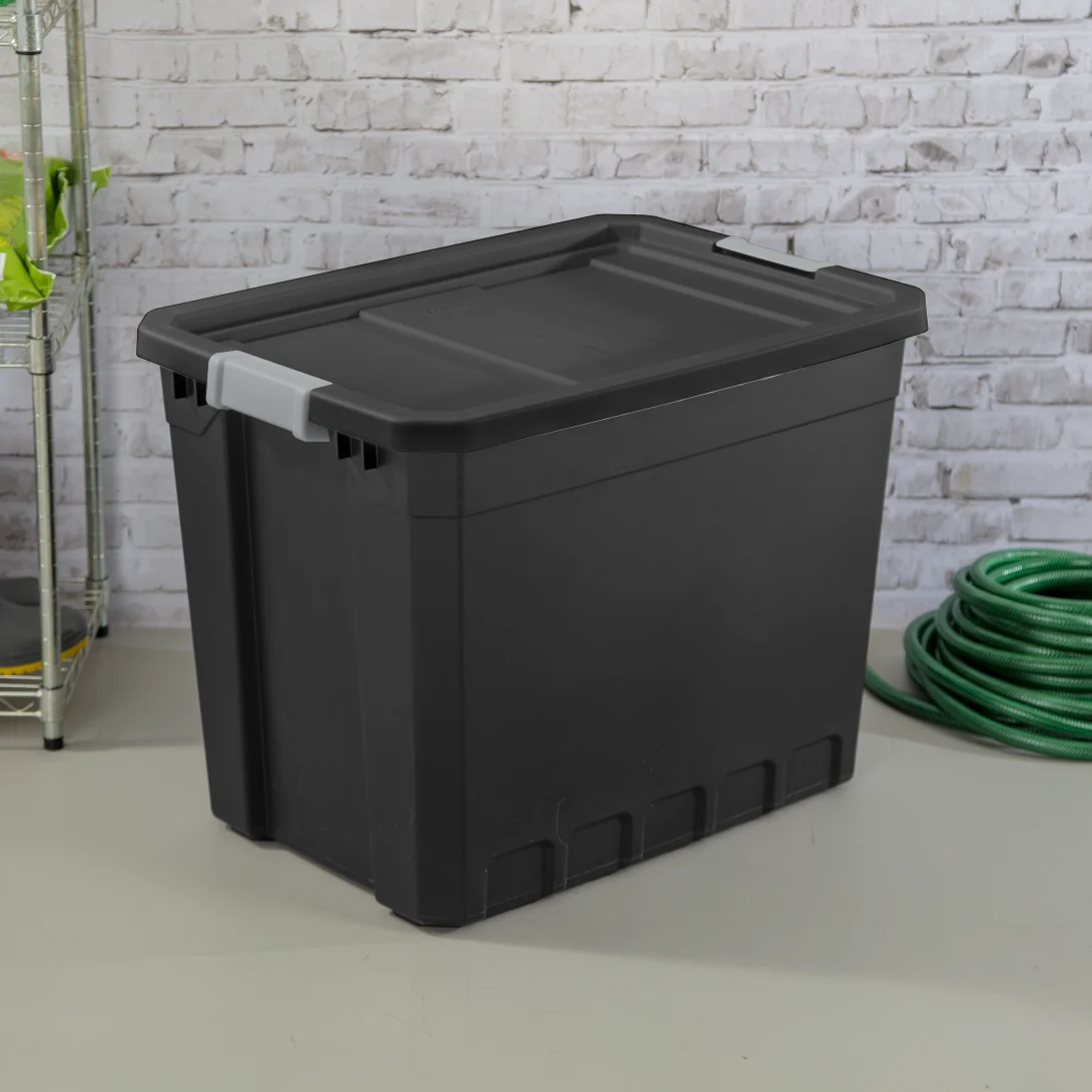 Sterilite 1488 27 Gallon Modular Stacker Tote – Black Base & Lid with Titanium Latches - Image 3