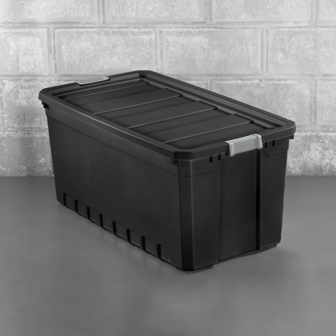 Sterilite 1489 50 Gallon Modular Stacker Tote – Black Base & Lid with Titanium Latches - Image 3