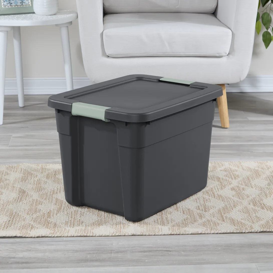 Sterilite 1516 12 Gallon Latch Tote – Flat Gray Base & Lid with Green River Latches - Image 3