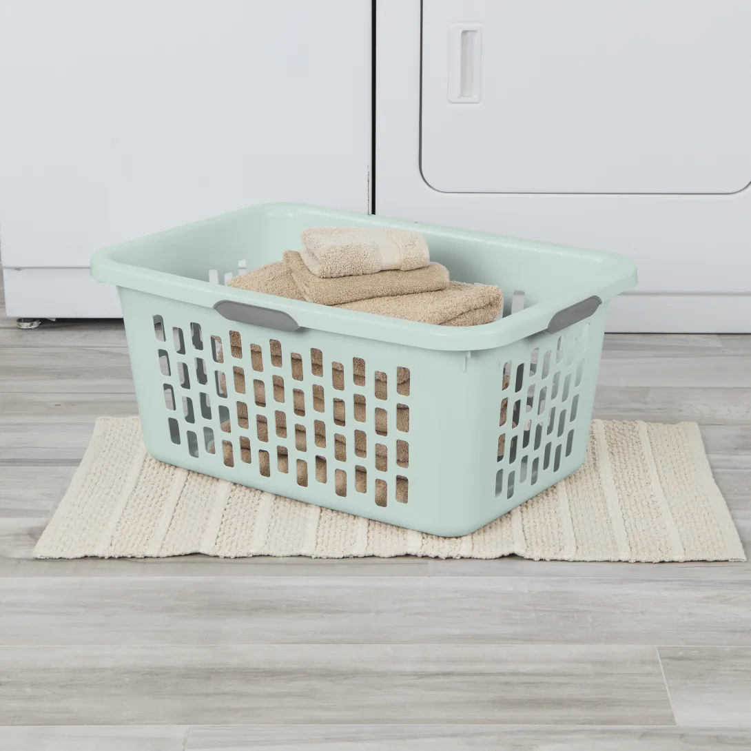 Sterilite 1202 2 Bushel / 71 Liter Ultra Laundry Basket – Mindful Mint / White - Image 3