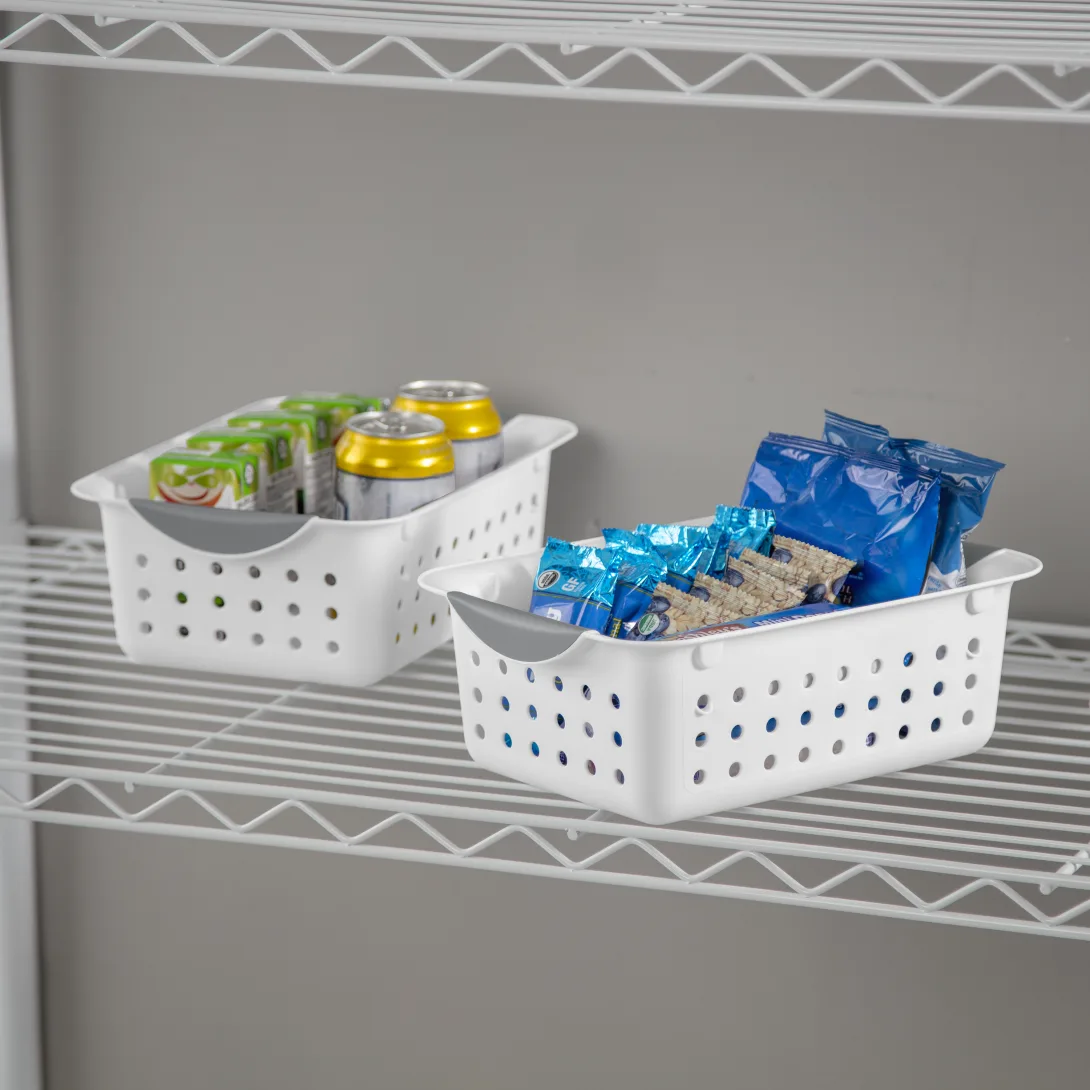 Sterilite 1622 Small Ultra Basket – White Basket with Titanium Contoured Handles - Image 3