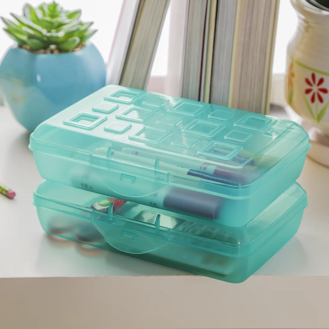 Sterilite 1722 Small Pencil Box – Molokai Blue Tint Translucent Plastic Supply Case - Image 4