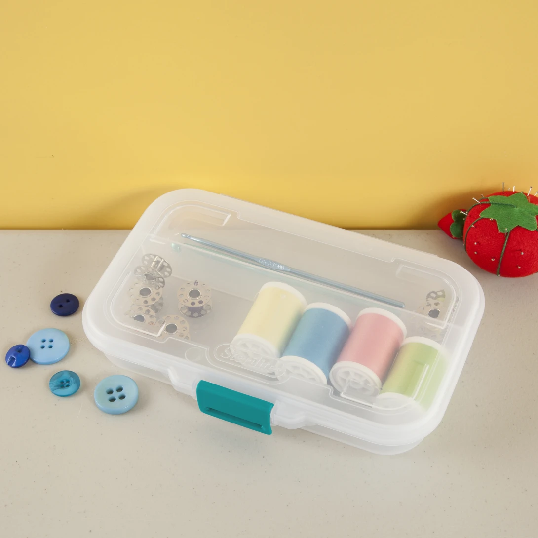 Sterilite 1724 Small Divided Box – Clear Storage Case with Sea Going Teal Latch - Image 4