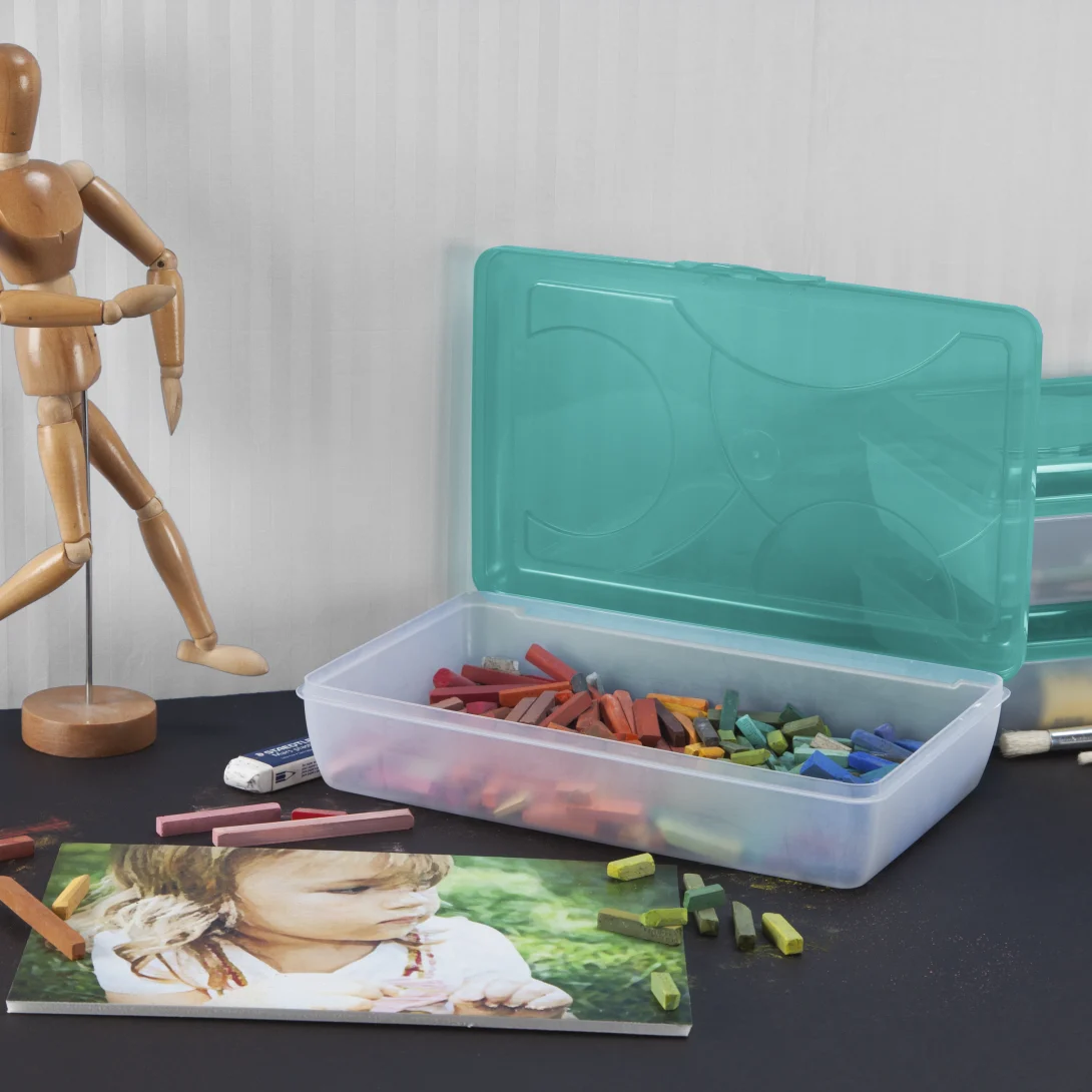 Sterilite 1729 Supply Box – Molokai Blue Tint Lid with Clear Base Utility Case - Image 4