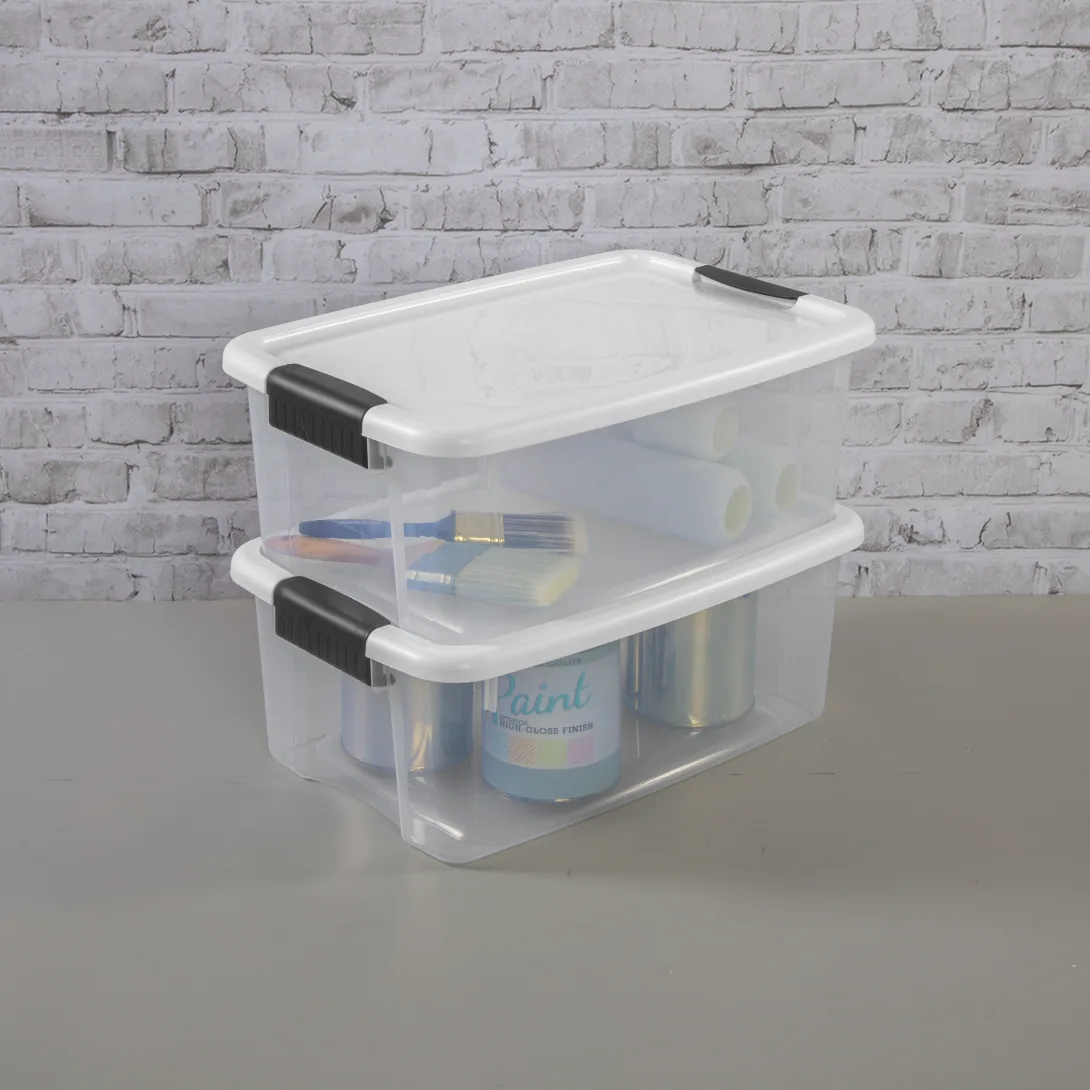 Sterilite 1984 18 Quart Ultra Latch Box – Clear Plastic Storage Bin with White Lid & Heavy-Duty Black Latches - Image 4