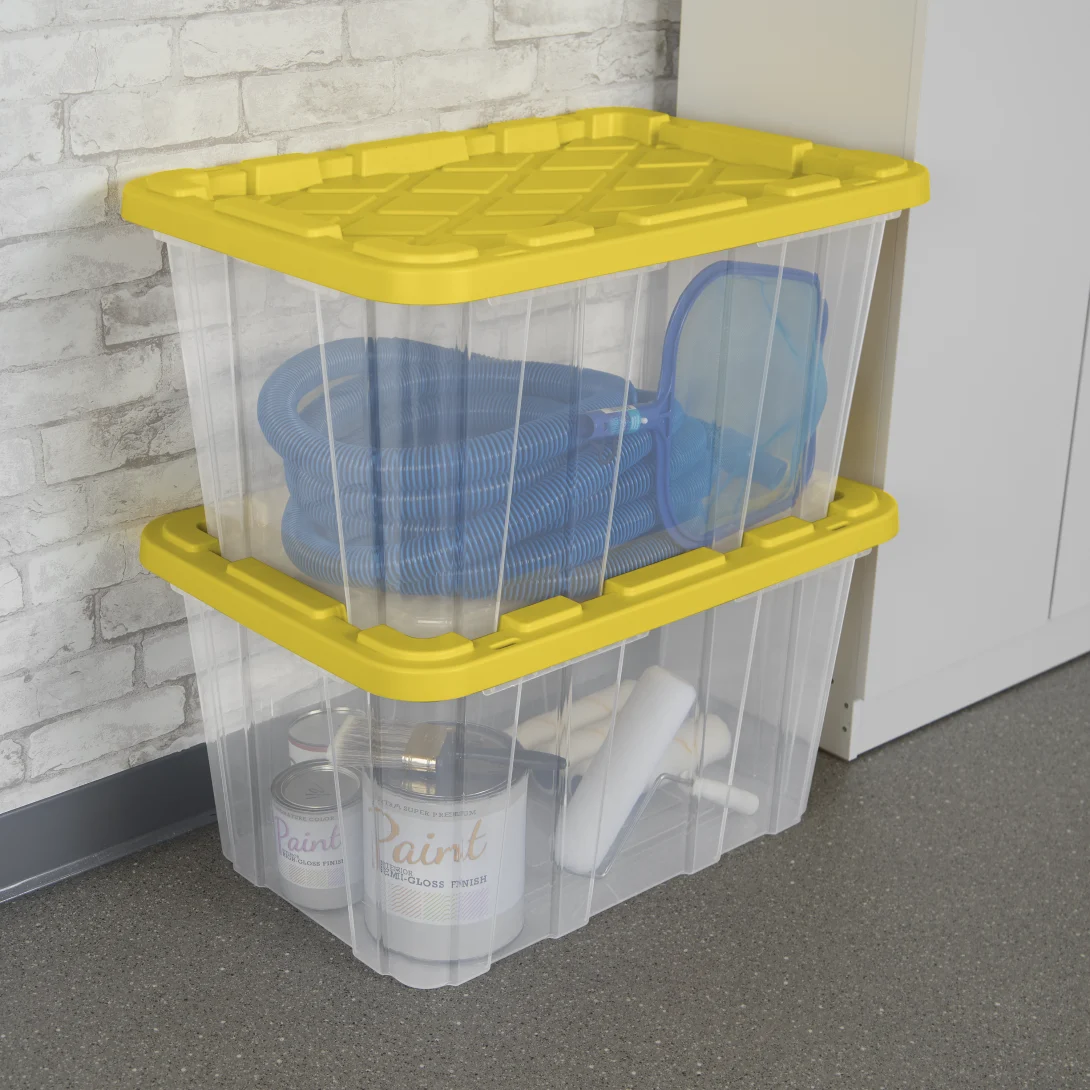 Sterilite 5075 27 Gallon Industrial Box β Heavy-Duty Clear Storage Bin with Yellow Lily Lid - Image 4