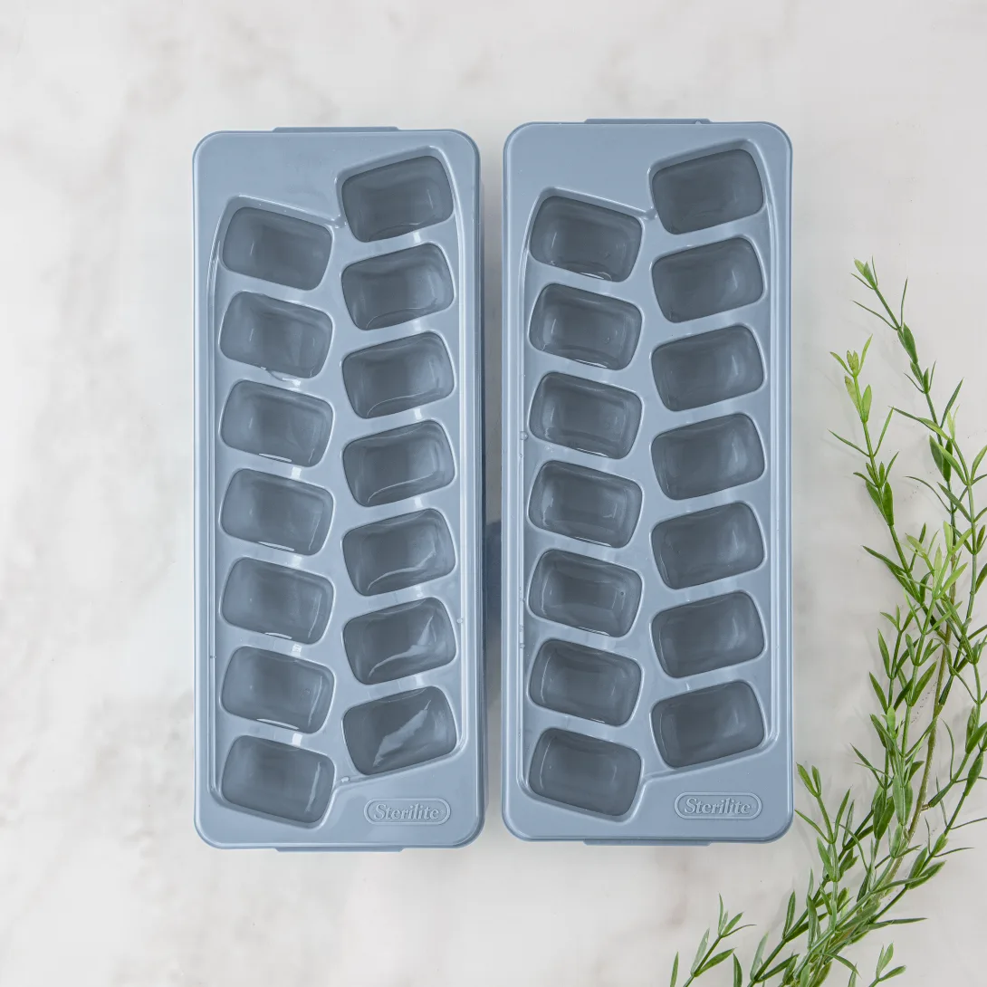 Sterilite 7262 Set of Two Ice Cube Trays – Stackable Plastic Ice Mold 2-Pack in Washed Blue - Image 4